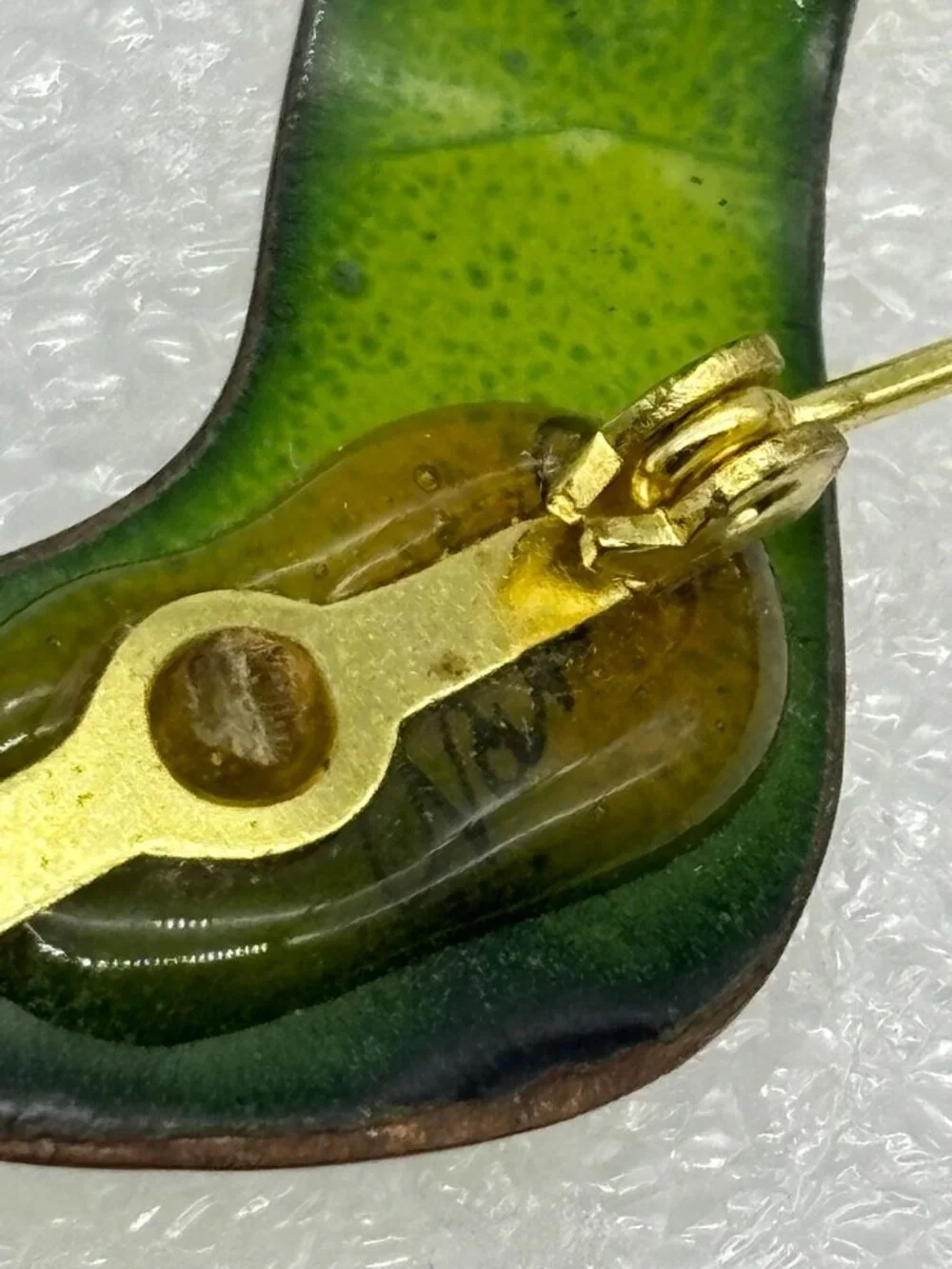 Vintage Nanci Caterpillar With Ladybug Brooch Enameled Copper Mid Century Signed